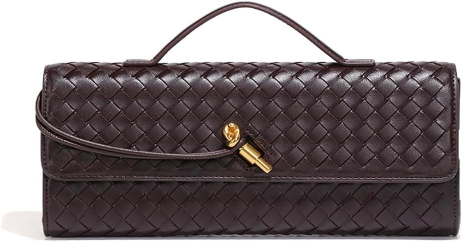 Covelin Women's Handmade Woven Evening Bag Leather Shoulder Clutch Handbag Fashion Crossbody Purs... | Amazon (US)