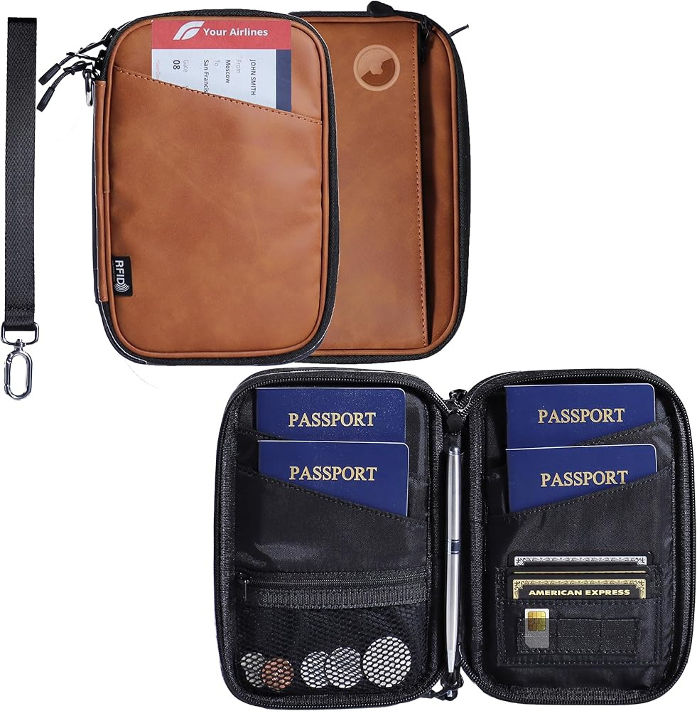family passport holder for 4 passport wallet for travel passport cover rfid blocking for women wa... | Amazon (US)