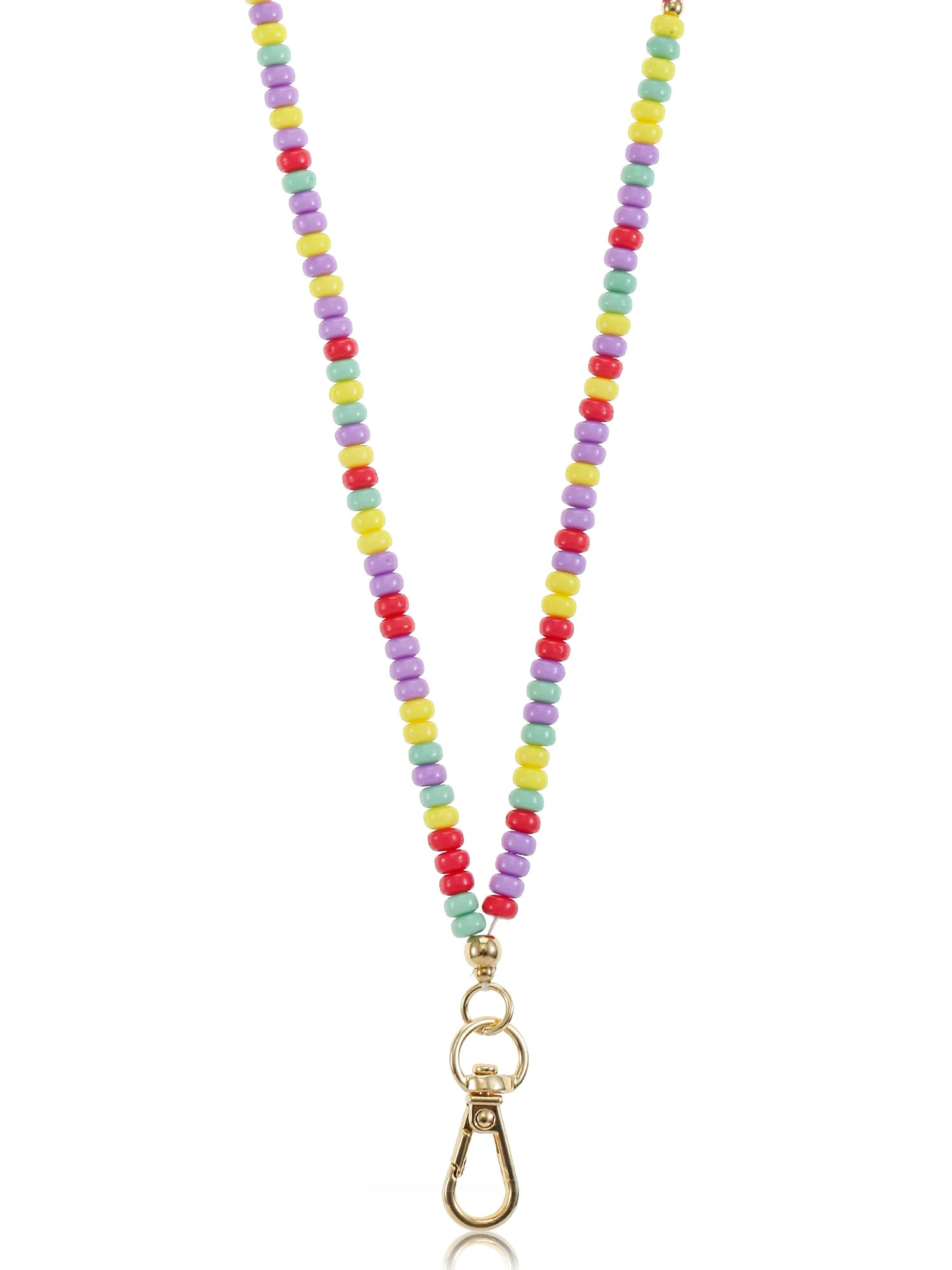 36" Lanyard with Magnetic Closure and Goldtone Metal Clip, Multi-Colored Beads - Walmart.com | Walmart (US)