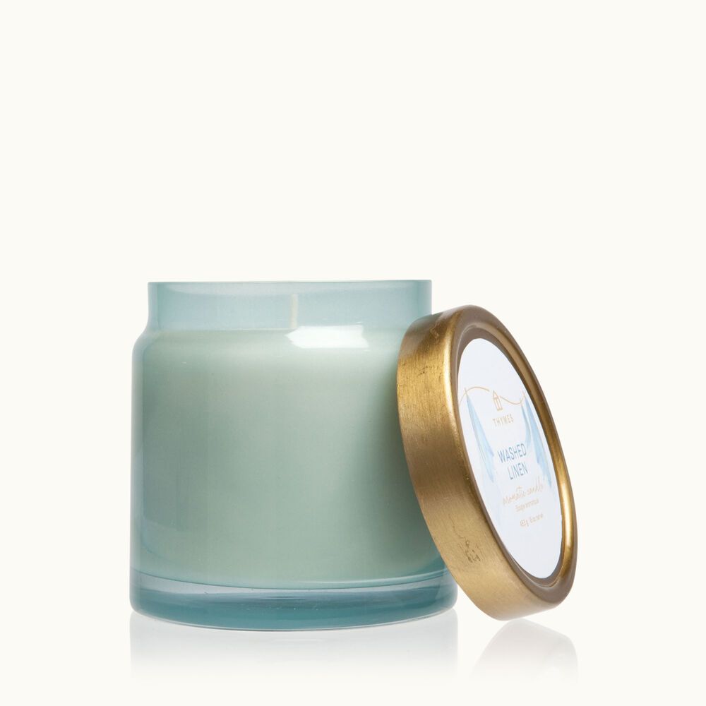 Washed Linen Statement Poured Candle | Thymes | Thymes