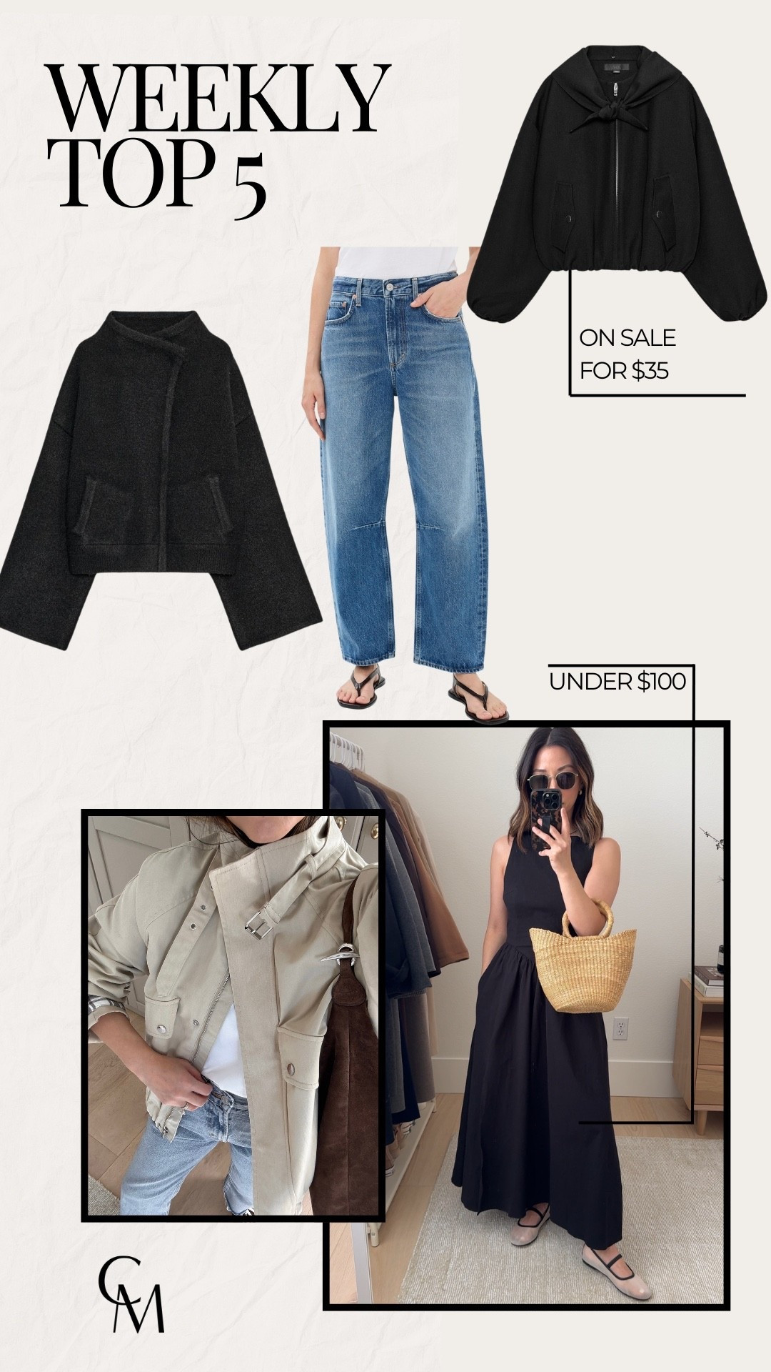 Weekly top 5. Weekly bestsellers. 

Citizens of Humanity Miro Jeans 24- run big, size down.
Zara knit wrap bomber jacket small
Zara oversized high collar bomber jacket xs- runs oversized 
Zara bomber jacket with removable scarf small
ASTR The Label Bow Back A-line Dress xs

Petite style, spring jackets, spring style 

#LTKPetite #LTKSeasonal