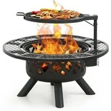 BALI OUTDOORS 32 inch Fire Pit with Poker, Wood Burning Fire Pit Patio for Outside with Grill - W... | Walmart (US)