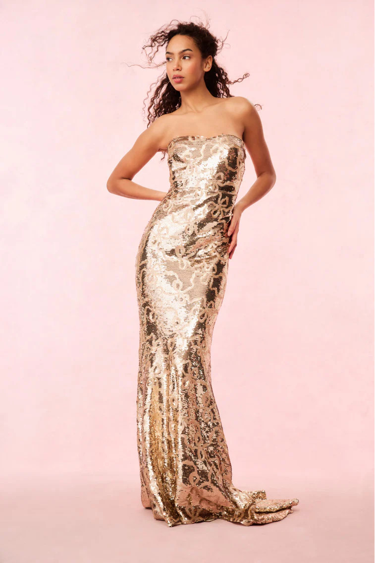Sencha Sequin Strapless Gown | LoveShackFancy