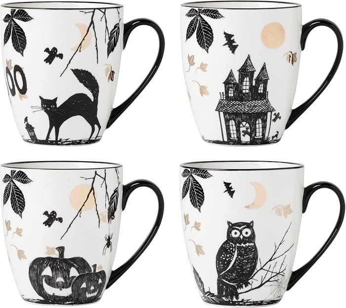 Lenox 896925 Vintage Haunted Halloween Mugs, Set of 4, Assorted, Halloween | Amazon (US)