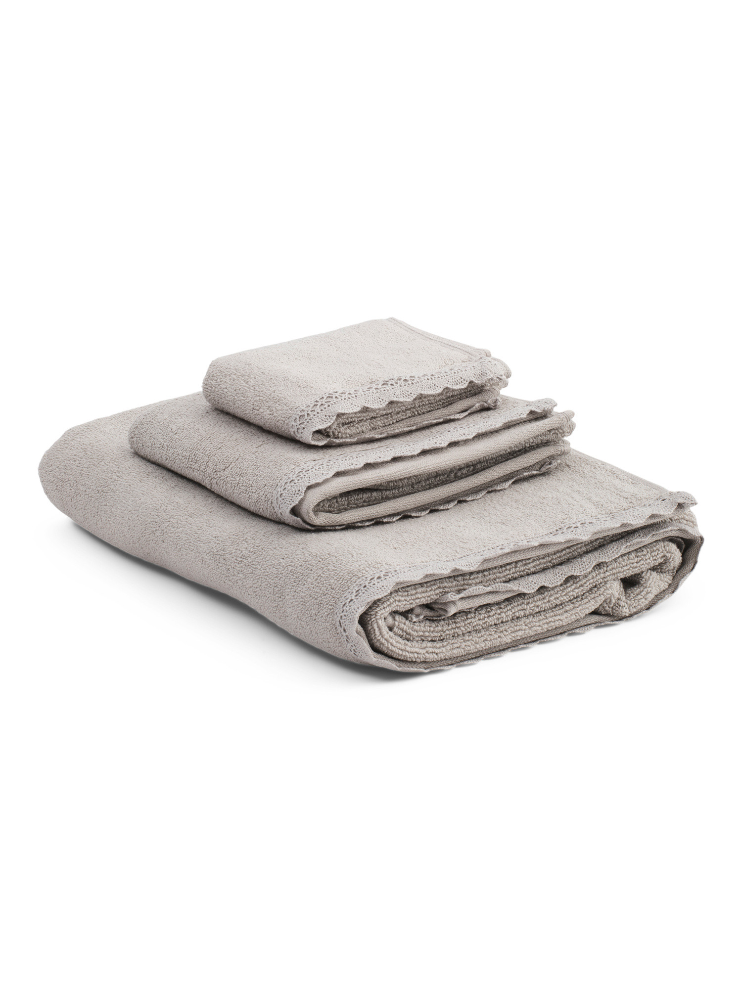 3pc Towel Set With Lace Trim | TJ Maxx