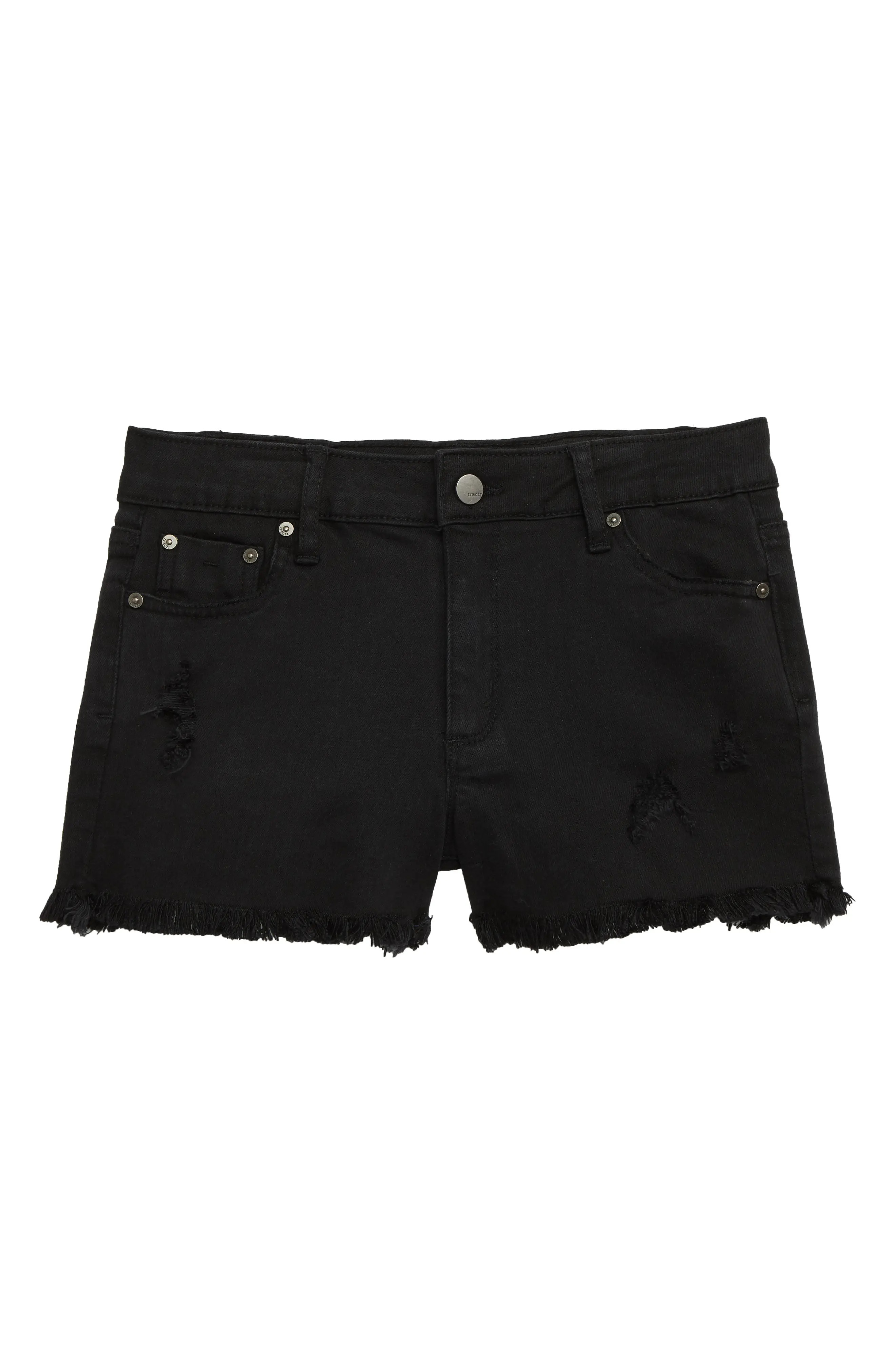 Girl's Tractr Cutoff Denim Shorts, Size 7 - Black | Nordstrom