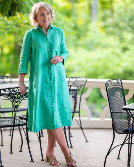 This ocean green dress is 30% off just a few hours longer, so don’t miss the opportunity to get this lovely linen dress in this cheerful hue or the cornflower blue or citron yellow. It runs large; I’m wearing a small very comfortably  

#LTKsalealert #LTKcurves #LTKSeasonal