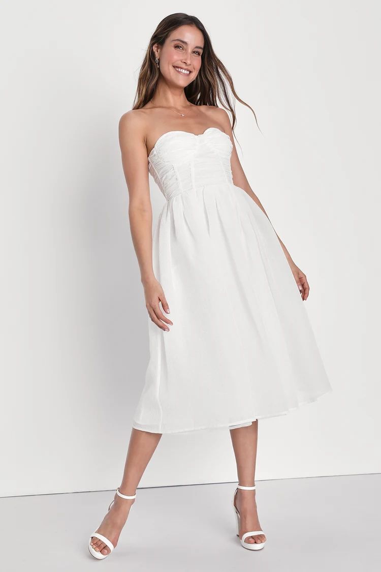 Stunning Sweetie White Strapless Bustier Midi Dress | Lulus (US)