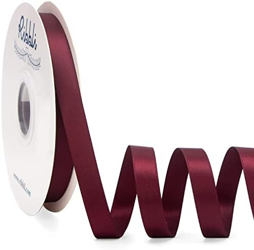 Ribbli Dark Burgundy Satin Ribbon Double Faced Satin 1/2 inch x Continuous 50 Yards-Burgundy Ribb... | Amazon (US)