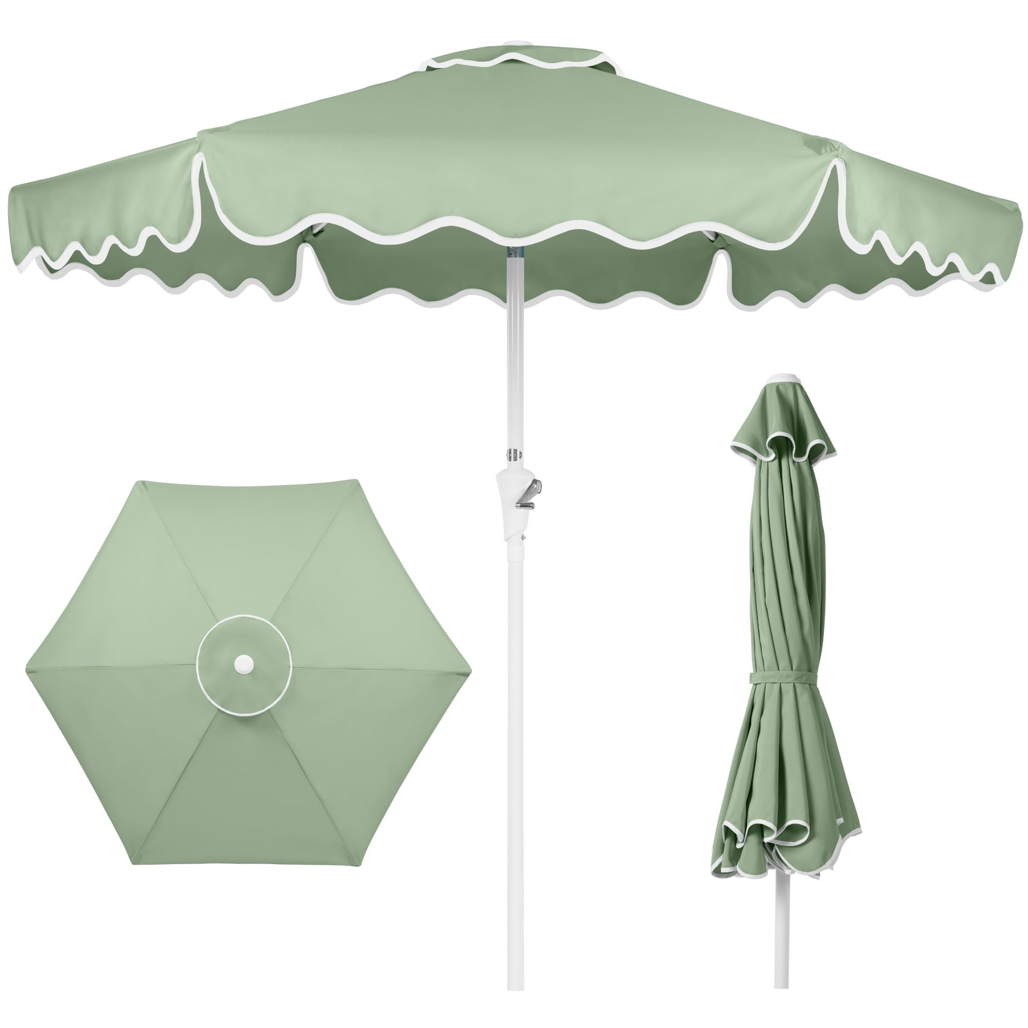 Best Choice Products 7.5ft Patio Market Umbrella with Wavy Trim, UV-Fade-Resistant 210g Canopy, C... | Amazon (US)