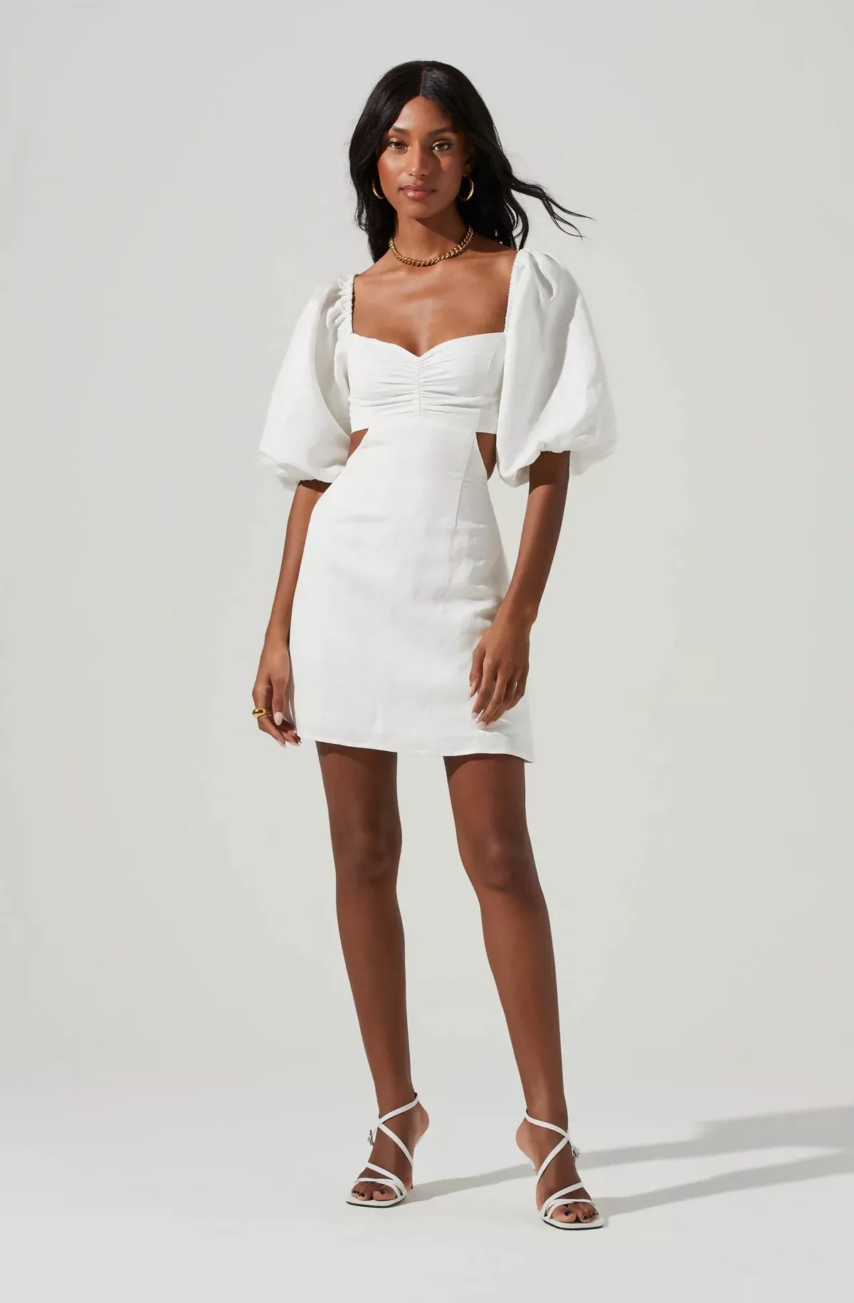 Winley Puff Sleeve Cutout Midi Dress – ASTR The Label