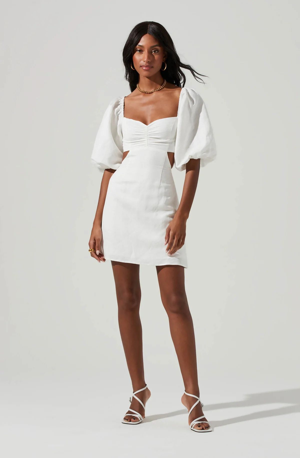 Heather Side Cutout Puff Sleeve Mini Dress | ASTR The Label (US)