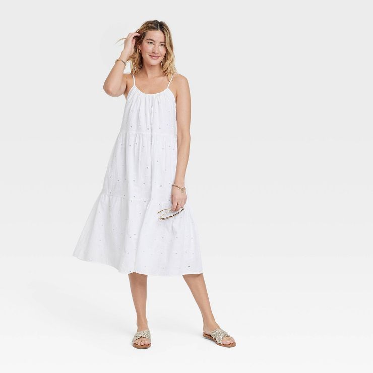 Women's Sleeveless Eyelet Tiered Dress - Universal Thread™ | Target
