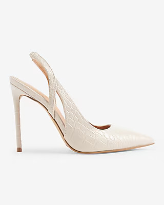 Croc-Embossed Cutout Slingback Pumps | Express