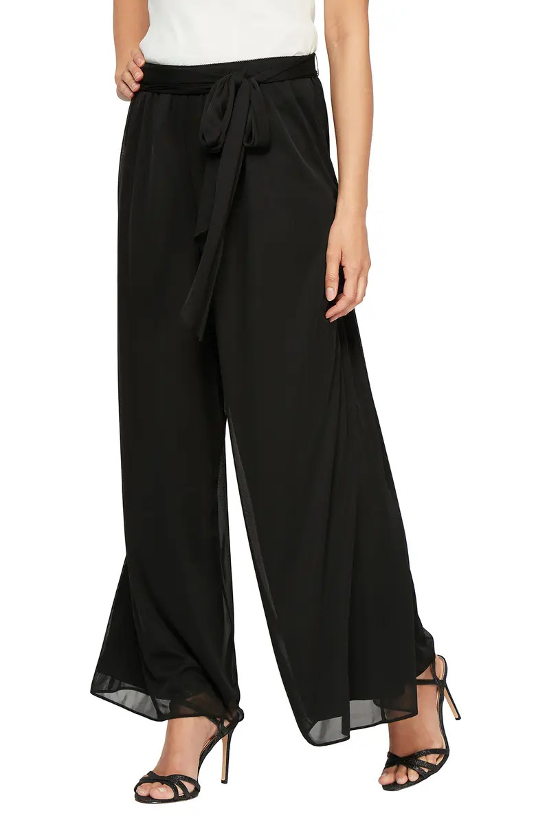 Alex Evenings Tie Waist Mesh Pants | Nordstrom | Nordstrom