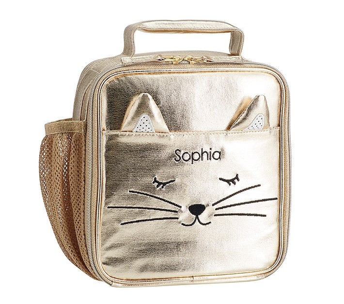 Emily & Meritt Gold Kitty Lunch Box | Pottery Barn Kids