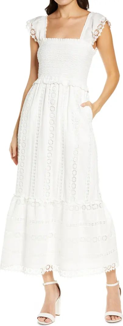 Saylor Elin Lace Detail Cotton Blend Maxi Dress | Nordstrom | Nordstrom