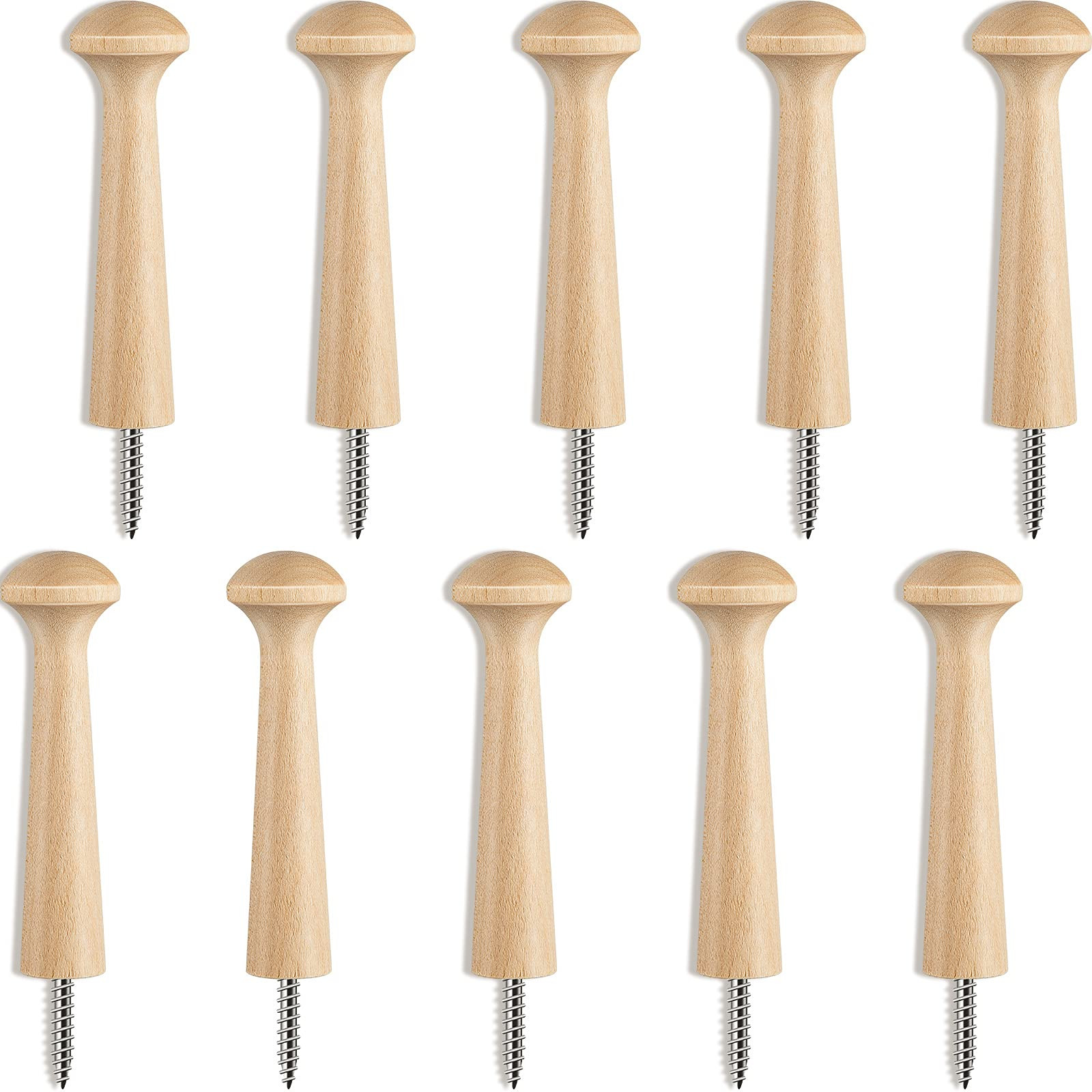 10 Pieces Wooden Shaker Peg Screw-on Pegs 2.9 Inch Long Unfinished Wood Shaker Racks for Hanging ... | Amazon (US)
