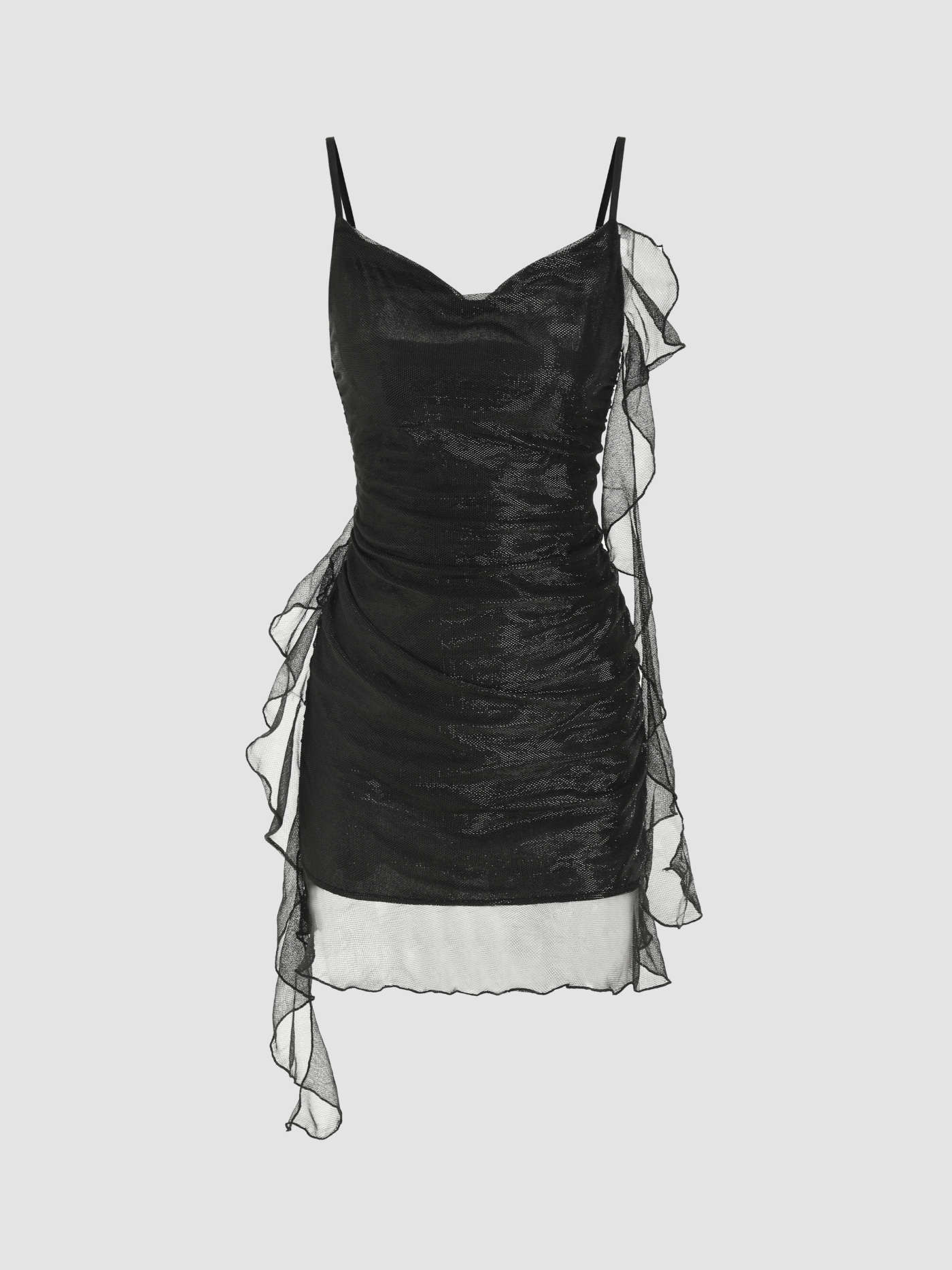 Cowl Neck Ruffle Hem Mini Dress | Cider