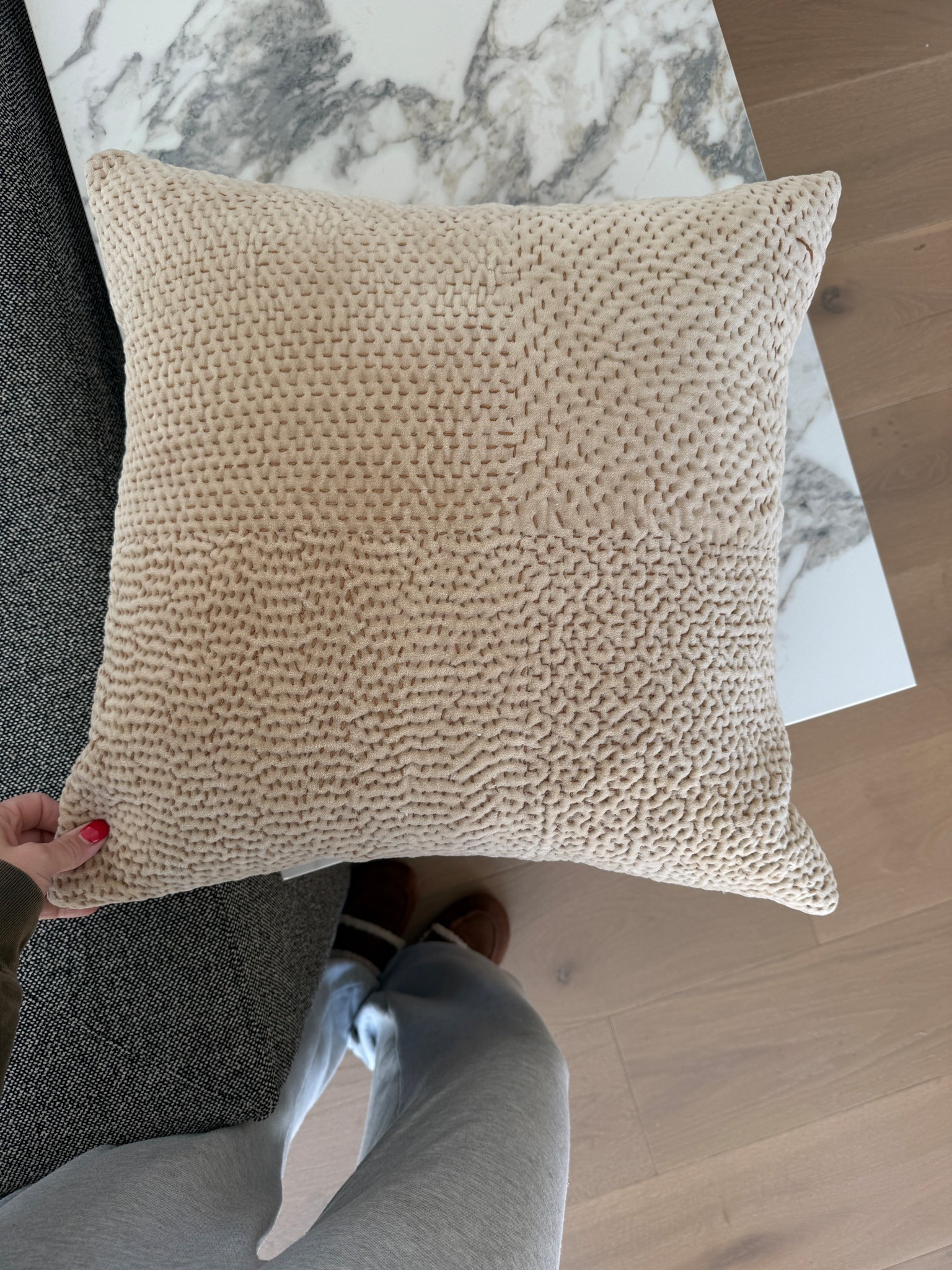 These are the beautiful pillows I have on my sofa. I bought them with the down insert so they were ready to go! I have two square and one rectangle for the middle. 

#LTKHome