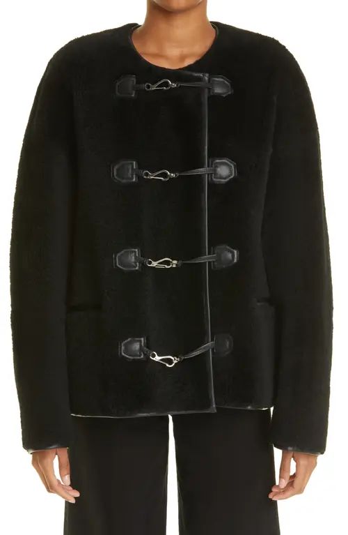 Totême Teddy Genuine Shearling Jacket in Black at Nordstrom, Size Xx-Small | Nordstrom