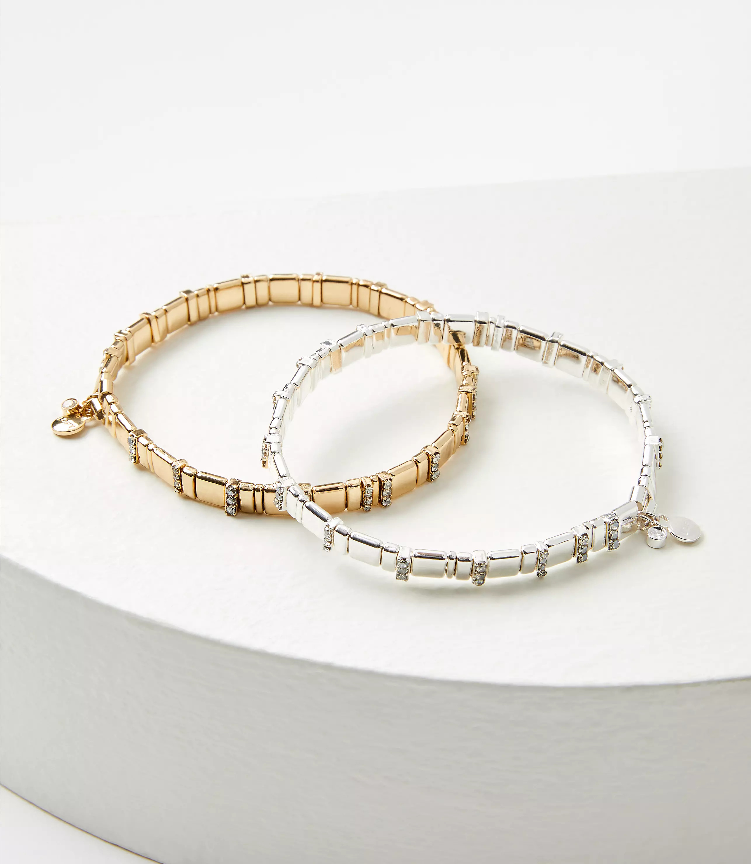 Two Tone Crystal Chicklet Bracelet Set | LOFT