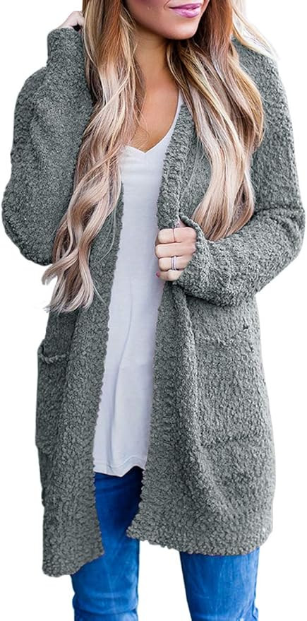 MEROKEETY Women's Long Sleeve Soft Chunky Knit Sweater Open Front Cardigan Outwear Coat | Amazon (US)