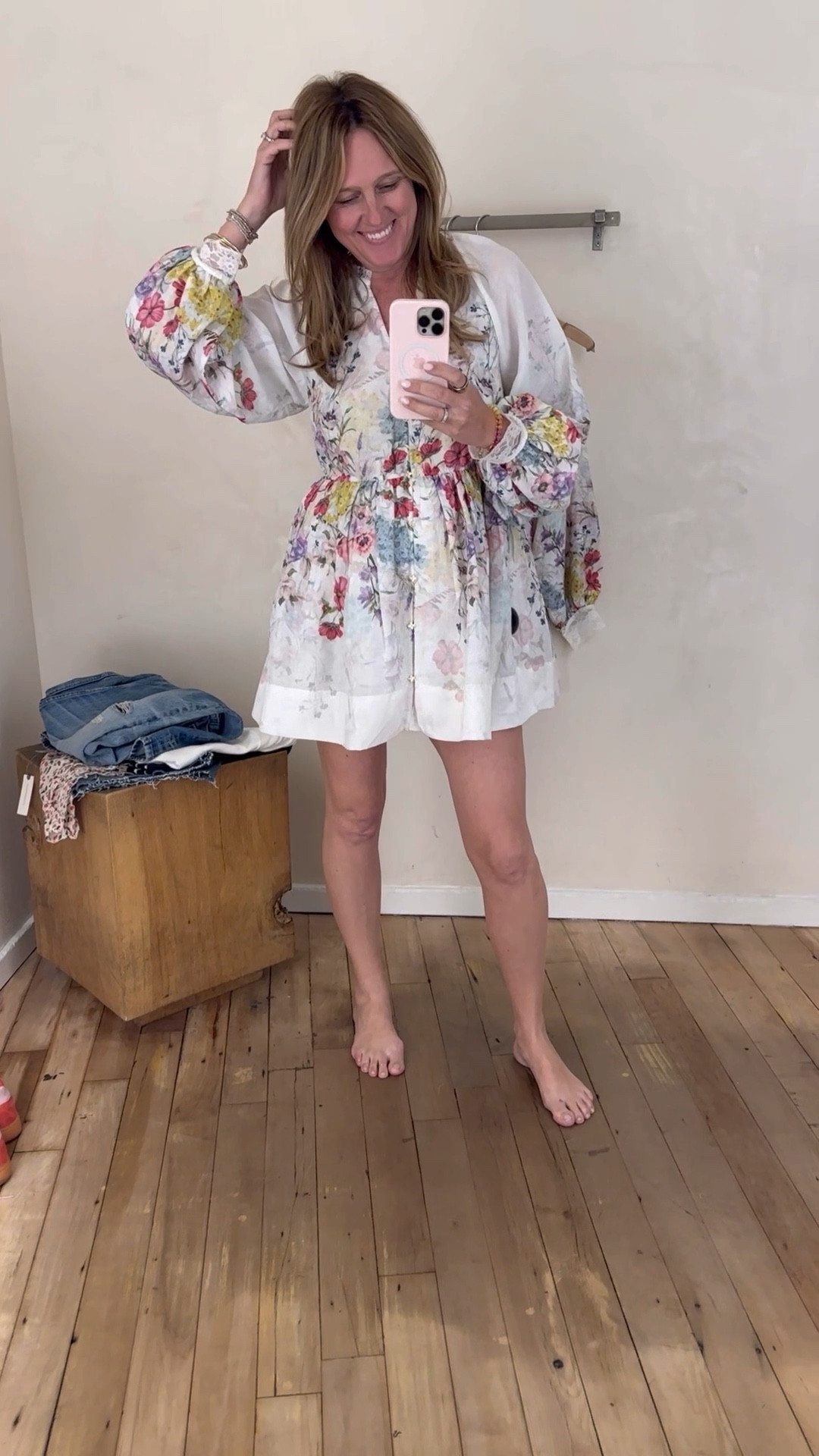 Anthropologie changing room try on//
1. Cute little spring dress great for the baby shower I'm headed to
2. This stripe crop top. Is. Everything. I have it in white and wear it often.
3. The AG denim short of the season, sells out fast so grab it now before it's gone
4. Spring sweater knit in white goes with everything!
5. Longer 501 denim shorts
6. Flower knit cardigan. Love this over a spring dress or with a white tee
7. Cap sleeve knit is a staple must have for spring
8. This floral print top is so pretty and great for date nights. I'd style it differently but loved the fabric
9. Oh em gee. Sustainable organic super soft denim dress. Almost skipped it but last minute tried on and it's probably my favorite thing I found today! 

Also linked my fav free people tunic I have in 3 colors! Go get it babes.

#LTKstyletip #LTKover40 #LTKSpringSale