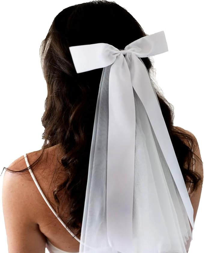 Bridal Veil Bachelorette Party Veil White Bow Wedding Veil Elegant Tulle Layer Hair Clip for Wome... | Amazon (US)