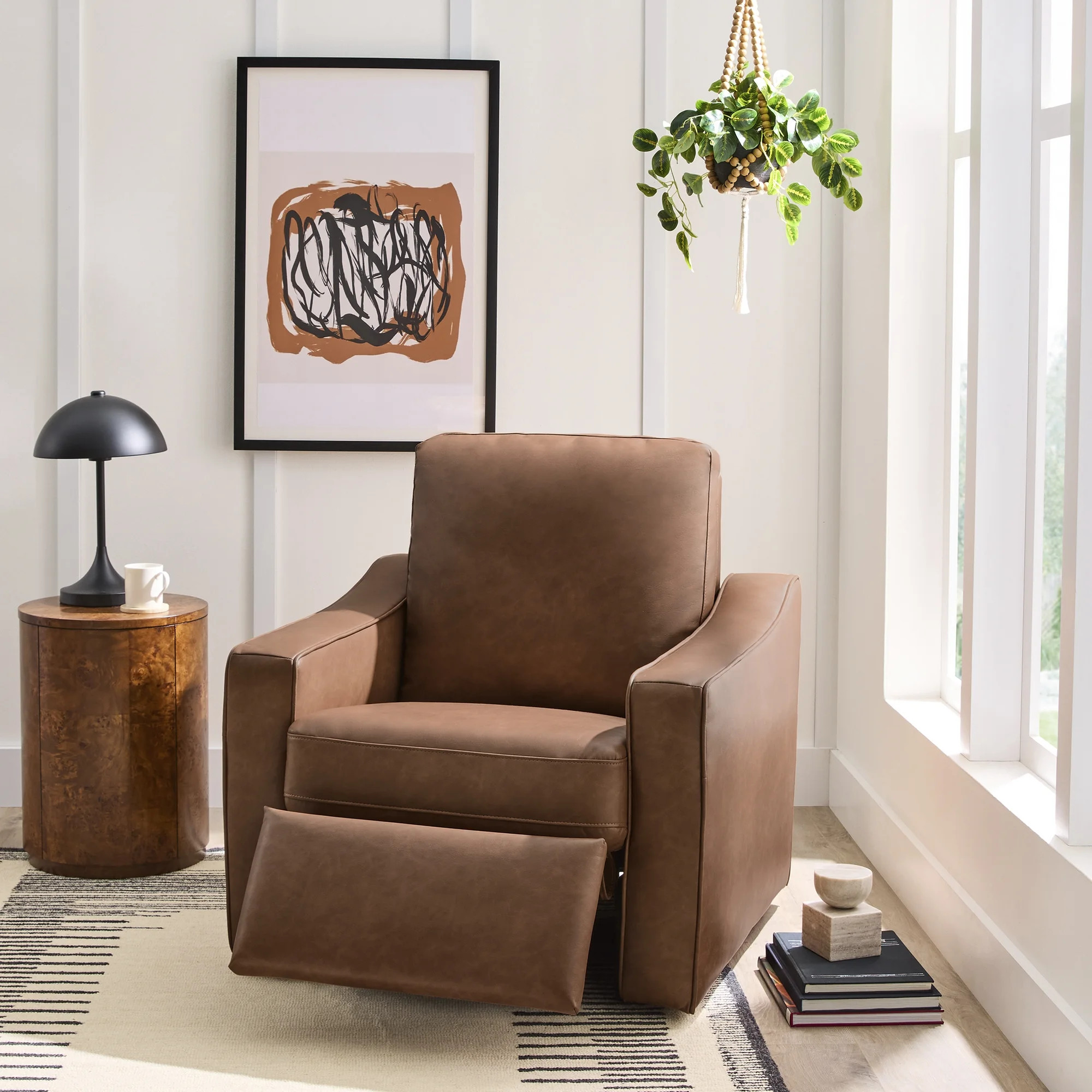 Better Homes & Gardens Allen Push-Button Power Recliner Chair, Cocoa Faux Leather | Walmart (US)
