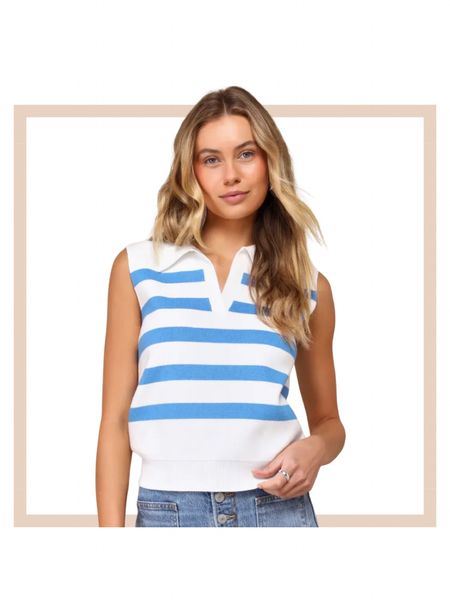 White and blue striped sleeveless spring summer sweater top

#LTKfindsunder100 #LTKstyletip #LTKfindsunder50