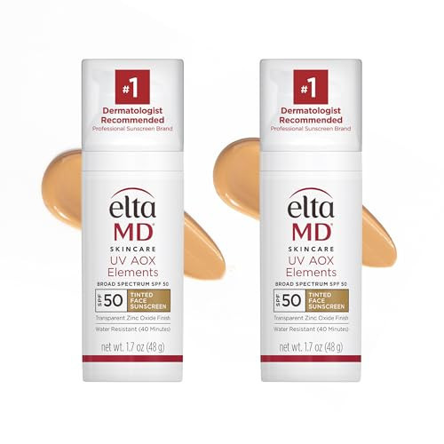 EltaMD UV AOX Elements Tinted Face Sunscreen, SPF 50, 100% Tinted Mineral Sunscreen for Sensitive Skin and Dry Skin with Antioxidants, 1.7 oz Pump (2 pack) | Amazon (US)
