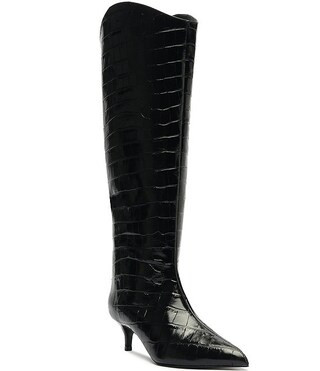 Schutz Maryana Lo Crocodile Embossed Leather Tall Boots | Dillard's | Dillard's