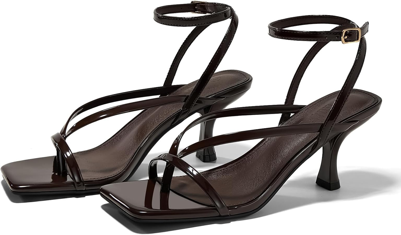 Womens Lace Up Heeled Sandals Square Toe Flip Flop Kitten Heels | Amazon (US)