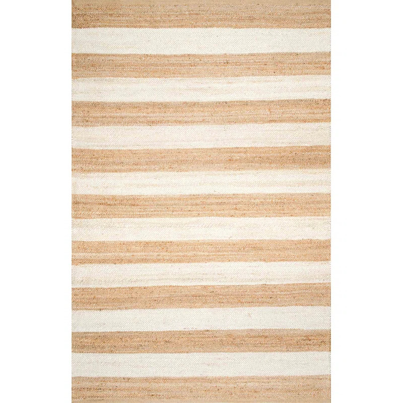 Stockton Springs Striped Handmade Flatweave Beige Area Rug | Wayfair North America