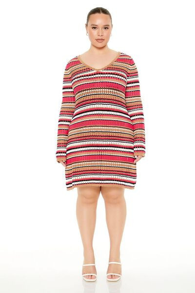 Plus Size Striped Crochet Mini Dress | Forever 21