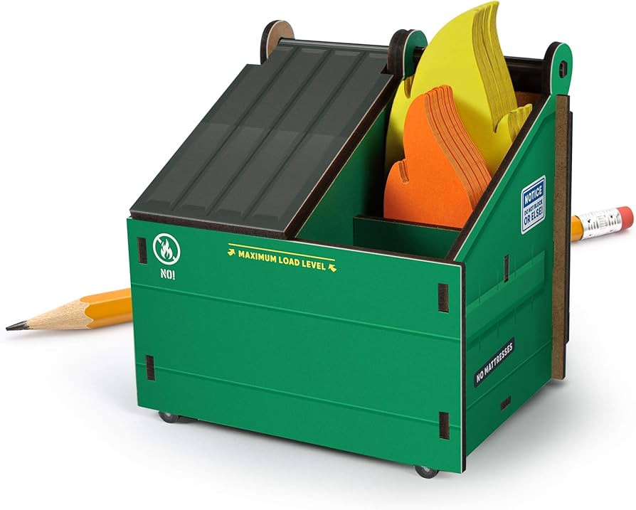 Genuine Fred DESK DUMPSTER Pencil Holder with Flame Note Cards, 3 compartments for Desk and Offic... | Amazon (US)