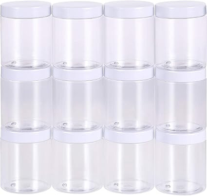12 Pack Clear Plastic Storage Favor Jars Wide-Mouth Plastic Containers with Lids for Beauty Produ... | Amazon (US)