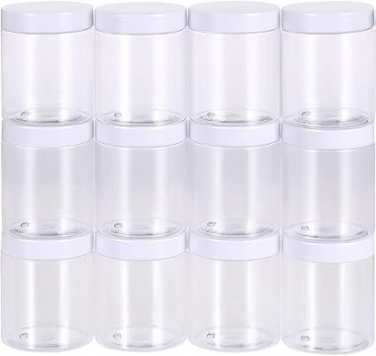 12 Pack Clear Plastic Storage Favor Jars Wide-Mouth Plastic Containers with Lids for Beauty Produ... | Amazon (US)
