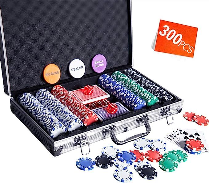Homwom Casino Poker Chip Set - 300PCS Poker Chips with Aluminum Case, 11.5 Gram Chips for Texas H... | Amazon (US)