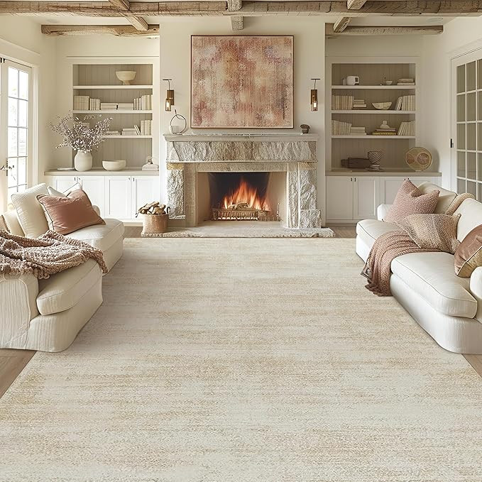 8x10 Area Rugs for Living Room,Washable Tan Beige Neutral Abstract Modern Farmhouse Boho Rugs for... | Amazon (US)