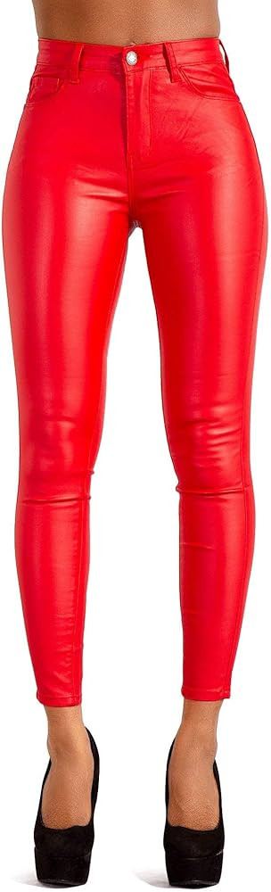 Glook Hochwertige Damenhosen, Glatte Damen Hose, Frauen Kunstlederhose, PU Lederhose Jean | Amazon (DE)