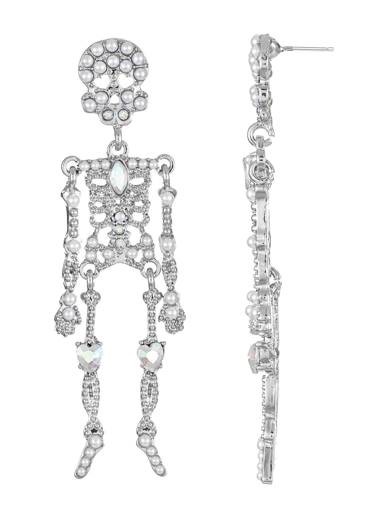 Way to Celebrate Halloween Silvertone Skeleton Earring, 1 Pair - Walmart.com | Walmart (US)