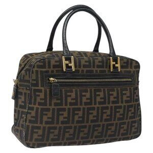 FENDI Zucca Canvas Hand Bag Black Brown gold Auth ar13453 | Poshmark