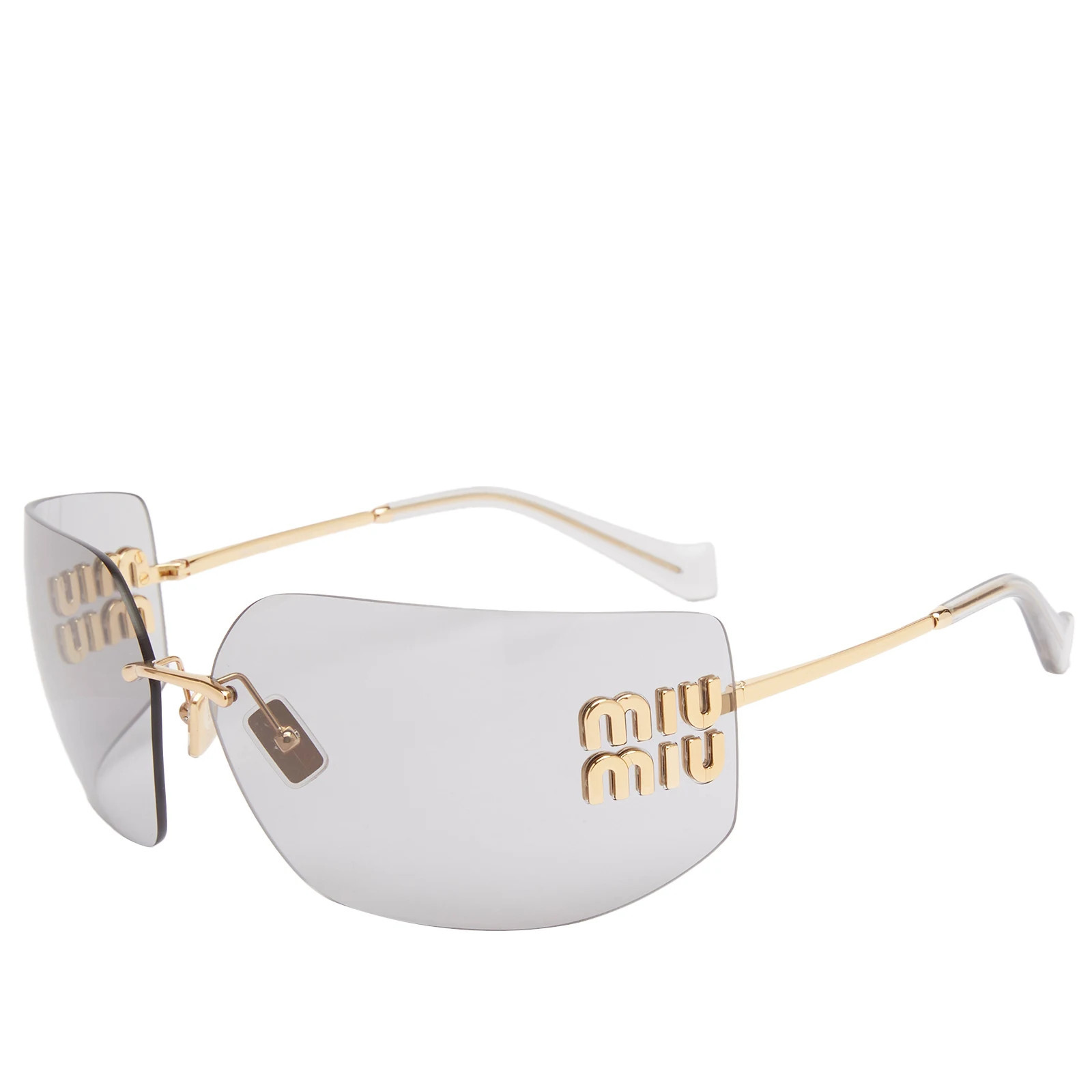 Miu Miu Eyewear Women's 0MU 54YS Sunglasses in Gold/Light Grey | END. Clothing