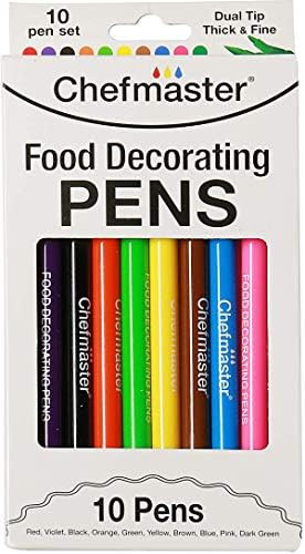 Chefmaster - Food Decorating Pens - Edible Markers - 10 Pack - Dual-Tipped Pens, Fade-Resistant C... | Amazon (US)