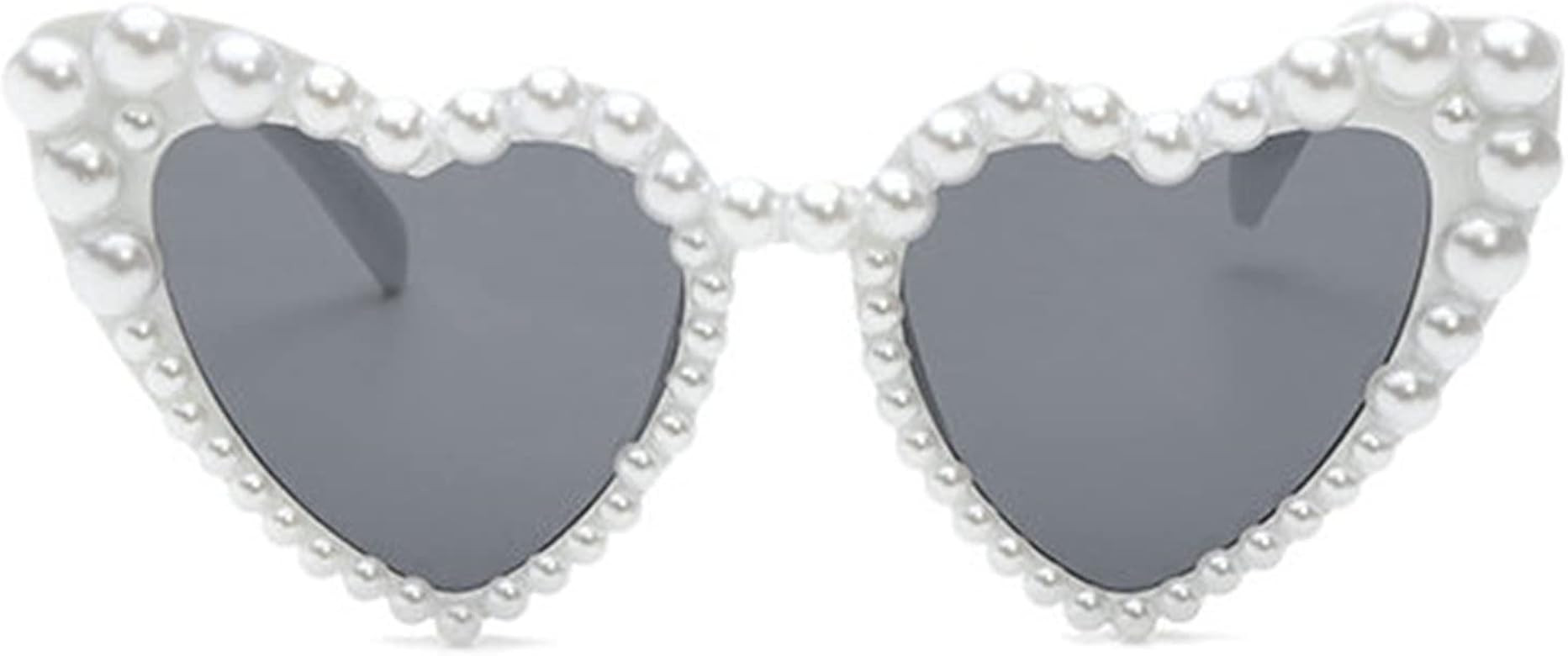 COTIA Luxury Fine Shimmering Love Pearl Sun Glasses Women Heart Glasses Casual Bling Sunglasses | Amazon (US)