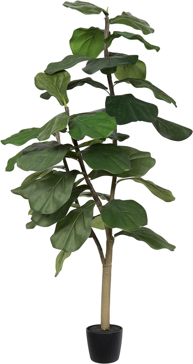 Vickerman Everyday Faux Fiddle Leaf Fig Tree 4ft Tall Green Silk Artificial Indoor Fiddle Plant w... | Amazon (US)