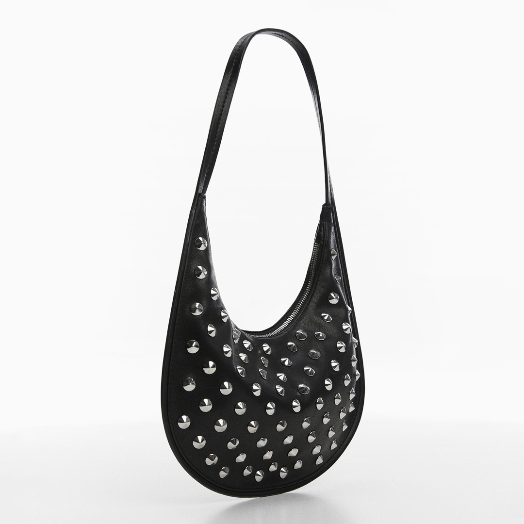 Black Studded Shoulder Bag | BrandAlley