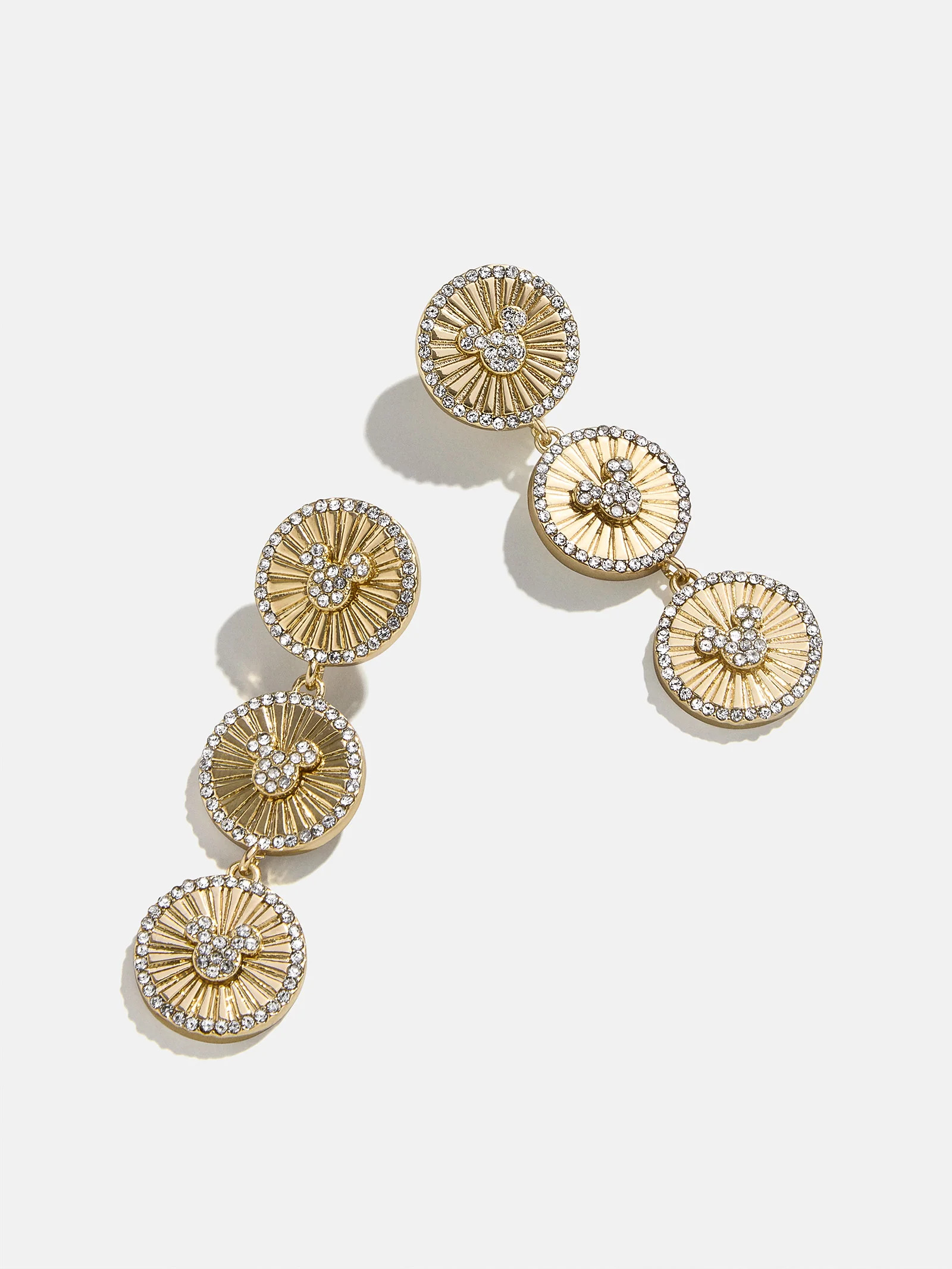 Mickey Mouse Disney Medallion Drop Earrings - Gold/Pavé | BaubleBar